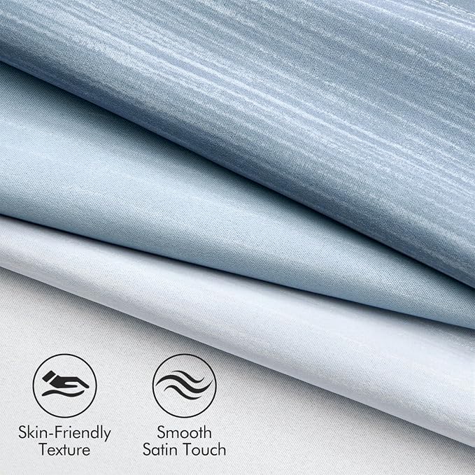 MIULEE Stone Blue and Greyish White Ombre Blackout Curtains 52Wx72L | Full Room - Image 4