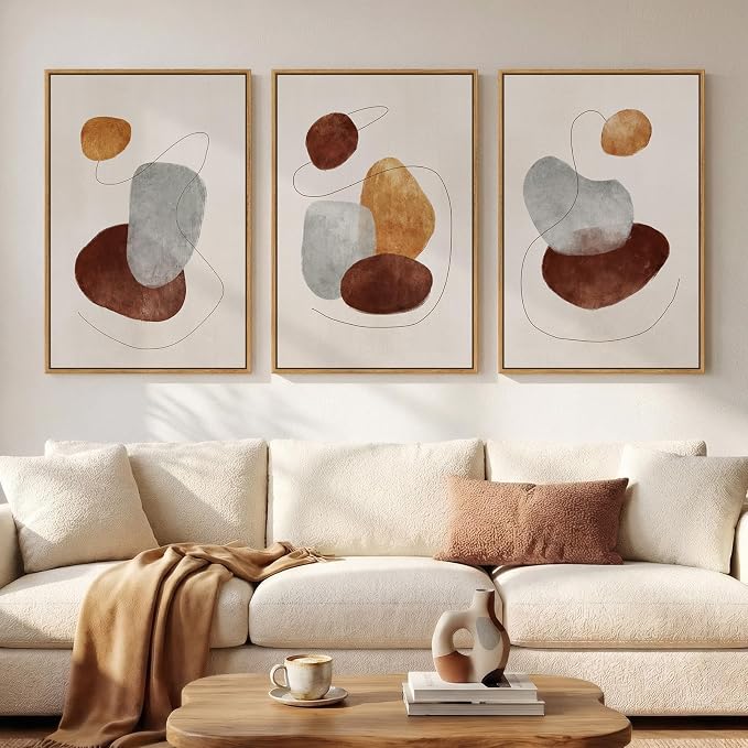 Large Neutral Abstract Canvas Wall Art by Cuspin