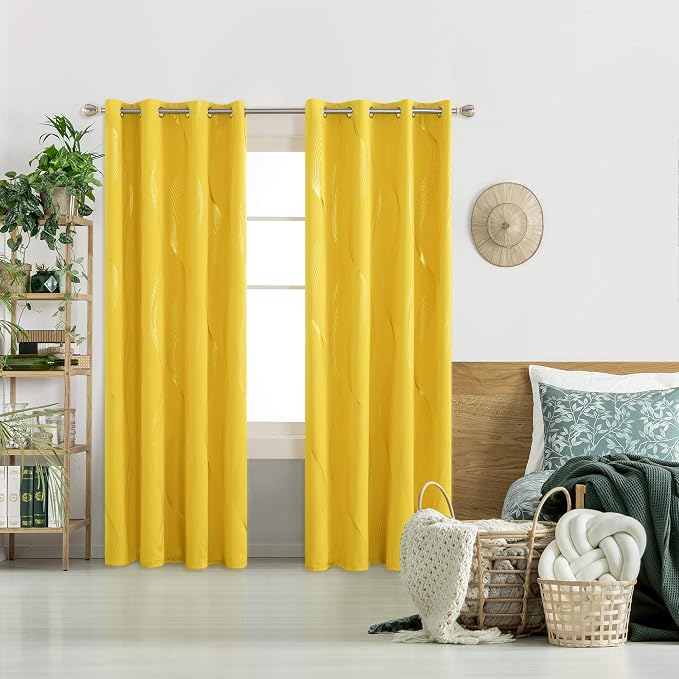 Deconovo Curtains for Living Room, Pattern Blackout Curtains 95 Inches Long | - Image 2
