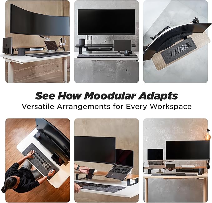 ULTRARM Moodular Add-ons Phone Stand [Accessory Only - Requires Moodular Wooden Monitor Stand Slide Rails for Use] Black MSA-PS