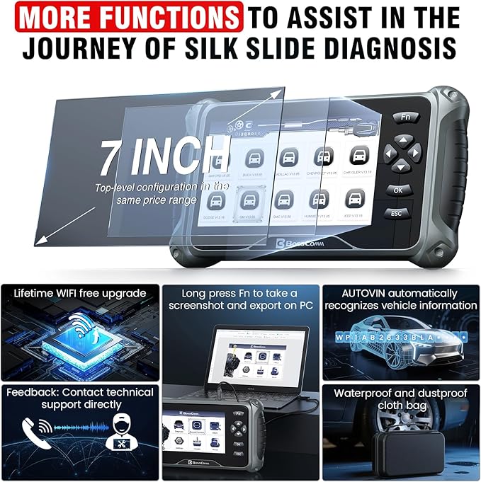 2026 BOSSCOMM IF742 OBD2 Scanner, ABS/SRS/Transmission/Check Engine Code Reader Scan Tool with 6 Resets, ABS Bleeding/Oil/EPB/SAS/Throttle/BMS, Scanner Diagnostic Tool for All Cars, Upgraded of IF740