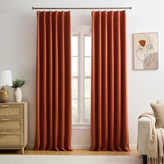 Extra Long Pinch Pleated Curtains 120 Inches Long 2 Panels Set, Pleat by KEQIAOSUOCAI