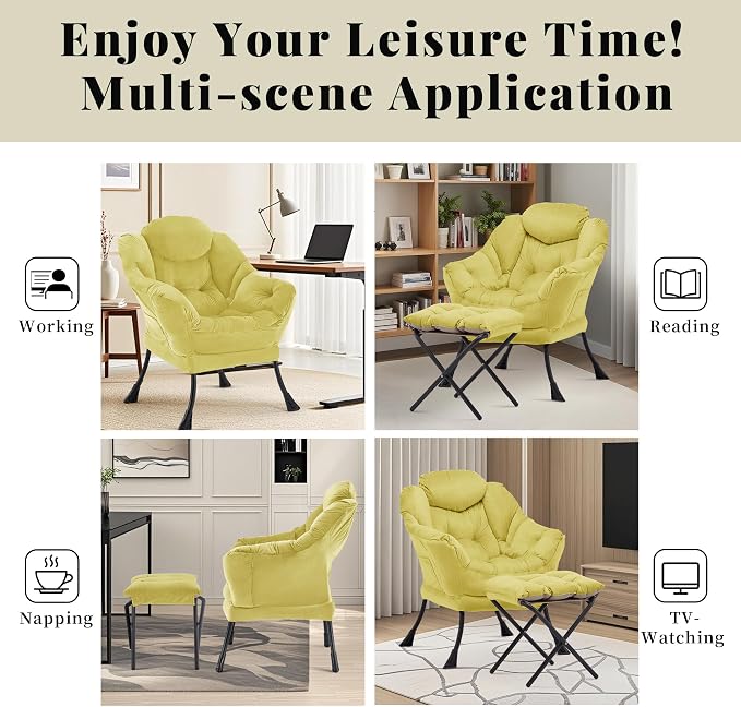 Lazy Chair with Ottoman, Comfy Reading Chair, Lounge Chair - Image 9