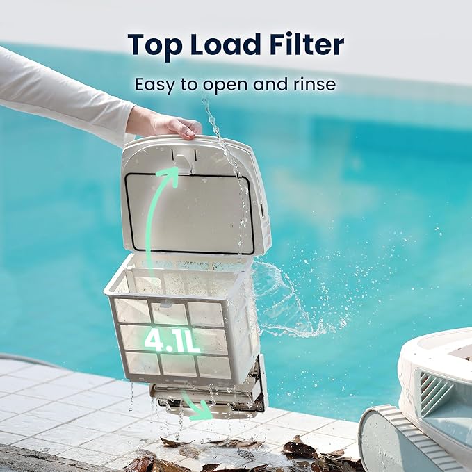 Hydro 4SE Robotic Pool Cleaner, S-Shaped Path/Auto Wall/Waterline Cleaning, 40FT Long Cable/4 Cleaning Modes, 4.1L Large Filter Basket Pool Vacuum Ideal for Inground/Above Pools