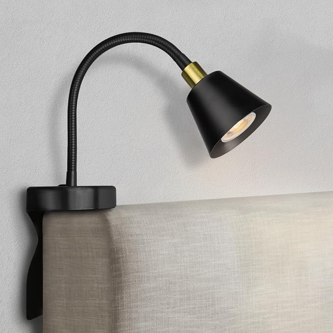 Patented Innovative Design Headboard Reading Light. No Drilling Golden Book by HOME