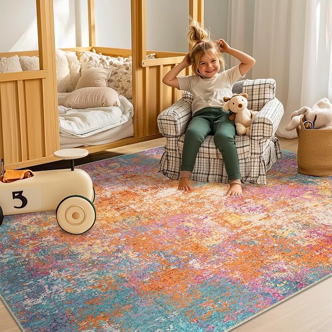 RELEANY Washable 8'x10' Abstract Area Rug - Image 3