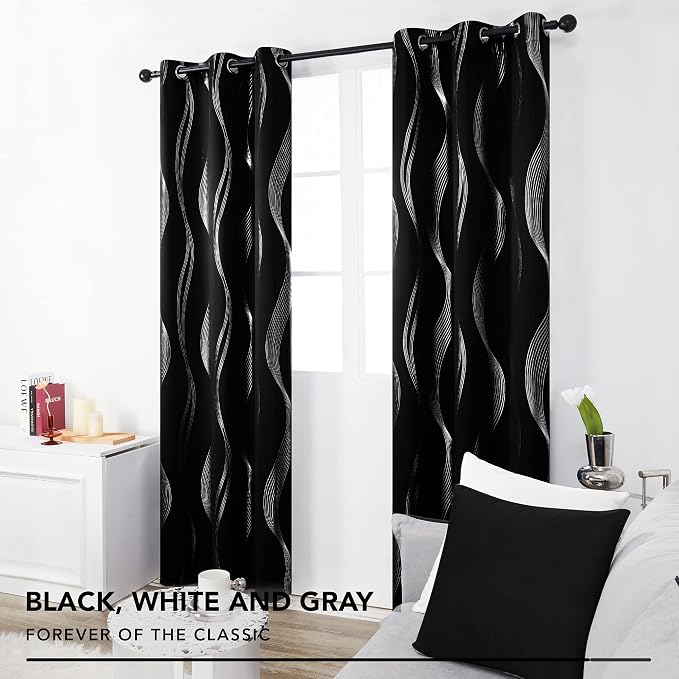 Deconovo Curtains for Living Room, Pattern Blackout Curtains 63 Inches Long | - Image 3