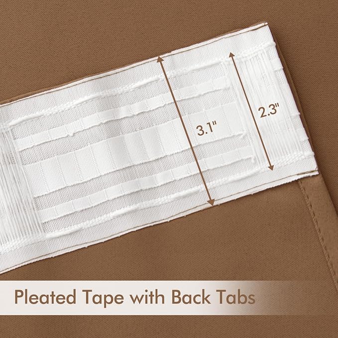 MIULEE Cappuccino Brown Back Tab Blackout Curtains 52x108 Inch 2 Panels Set | - Image 4