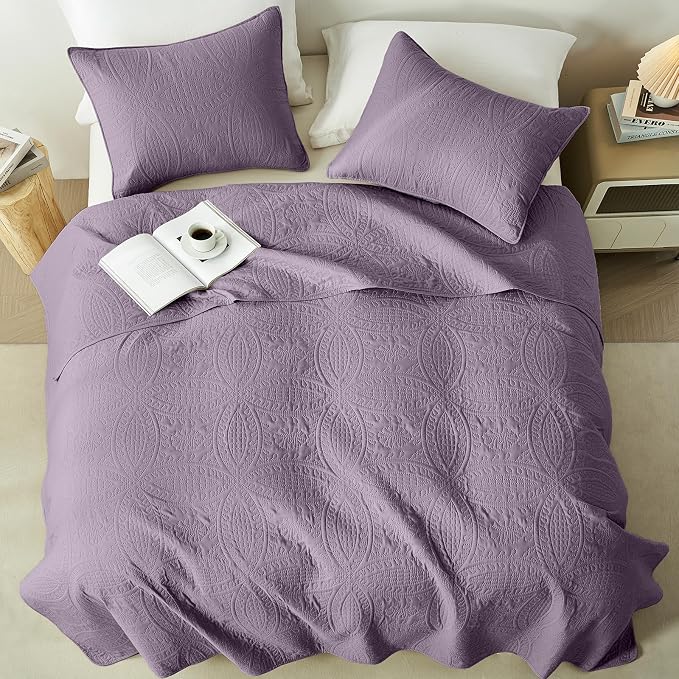 akkialla 118"x106" Grayish Purple California King Quilt Set, Oversized - Image 3