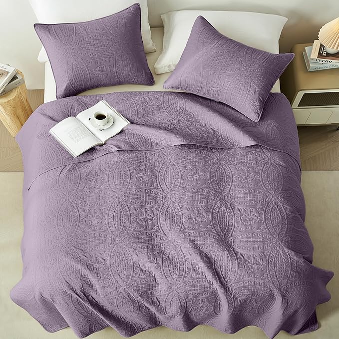 akkialla Grayish Purple King/Cal King Quilt Set, Ultrasonic Lightweight - Image 3