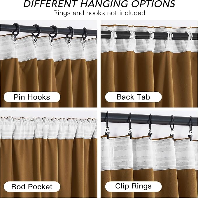 RYB HOME Velvet Curtains 102 inches Long, Extra Long High Ceiling Curtains | - Image 4
