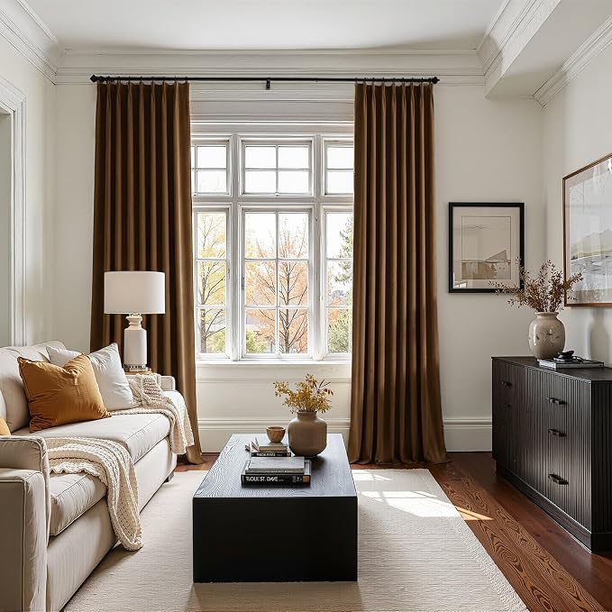 Brown Gold Custom Velvet Curtains 108 Inches Long - Image 2