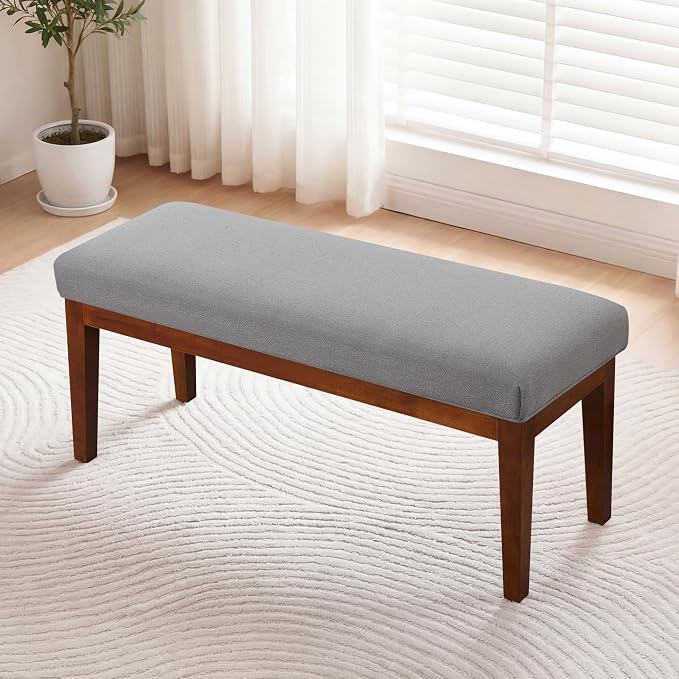 43.5" Upholstered Bedroom Bench, Linen Entryway Bench by CACFTII