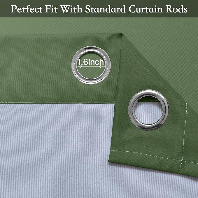 SimpleHome Ombre Sage Green to Grey White Curtains - Image 4