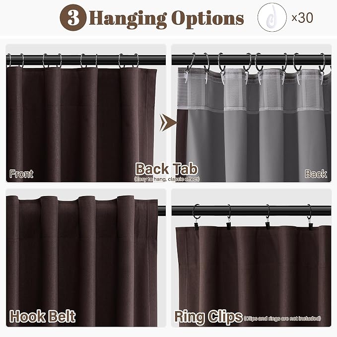 Coffee Linen 100% Blackout Curtains - Image 2