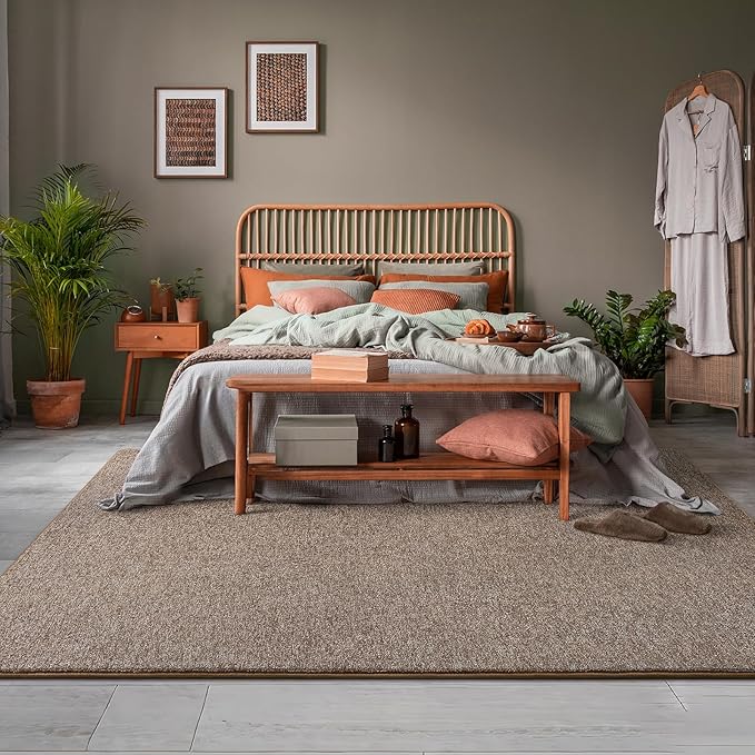5x7 Area Rugs for Living Room Non Slip Dorm Bedroom Rug, Matte Brown | Modern - Image 7