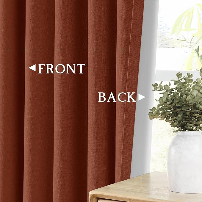 ChrisDowa 100% Blackout Terracotta Solid Curtains 108 Inches Long 2 Panels for Bedroom Living Room,Farmhouse Room Darkening Thermal Insulated Soundproof Grommet Top Window Treatment Drapes,52x108