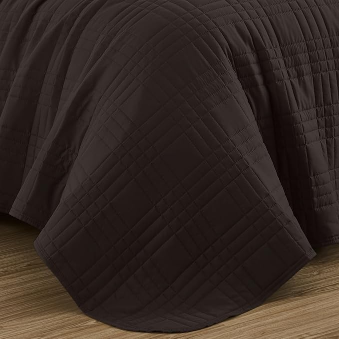 Chezmoi Collection Kingston Queen Size Bedspread Set, 3-Piece Brown Oversized - Image 7