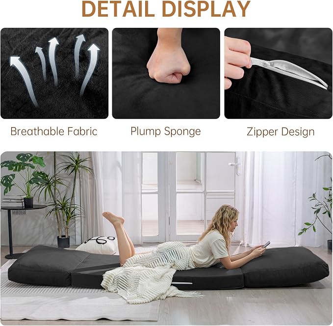 Cvortll 4-in-1 Folding Sofa Bed, Memory Foam Bean Bag Chair, Large Convertible - Image 7