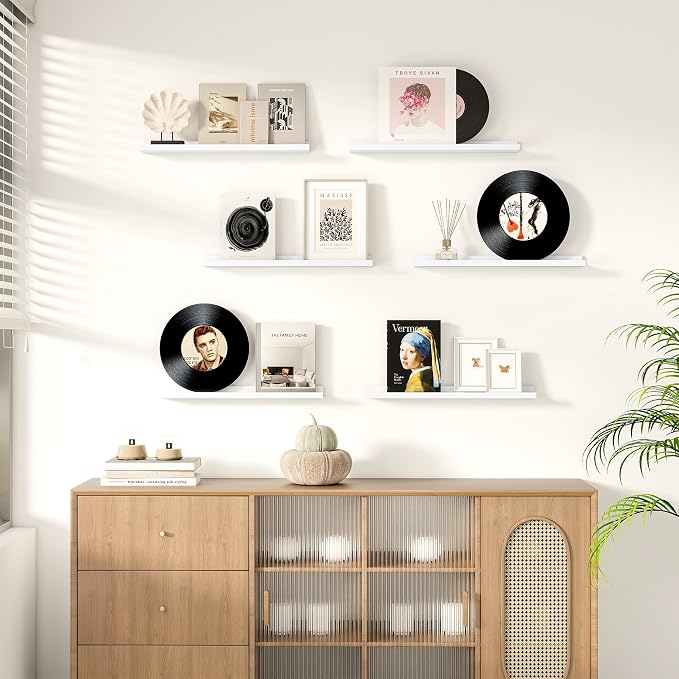 Floating Picture Ledge Shelves Set of 2, 16 Inch Solid Wood Wall Shelves - Image 3