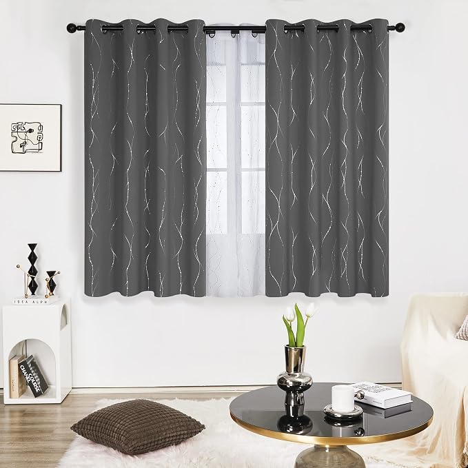 Deconovo Living Room Curtains 54 Inches Long, Thermal Insulated, Room Darkening - Image 2