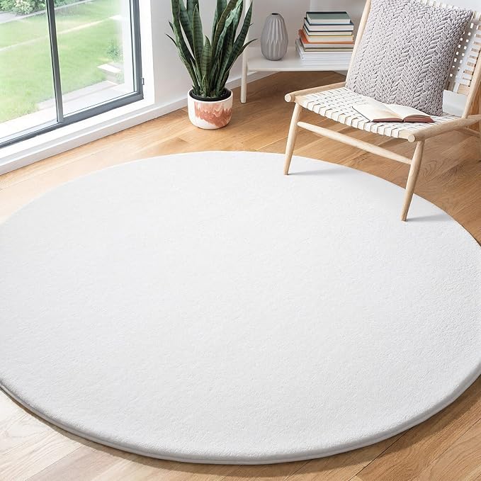 White Round Area Rugs 5ft Circle Rugs by AmeareaDirect