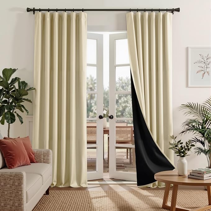 RYB HOME 100% Blackout Light Beige Curtains by RYBHOME