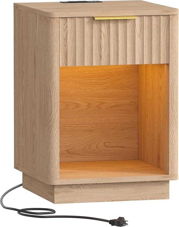 Akxomel Fluted Nightstand Bedside Table - Image 8