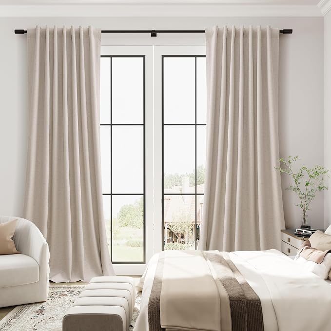Oatmeal Linen 100% Black Out Curtains - Image 5
