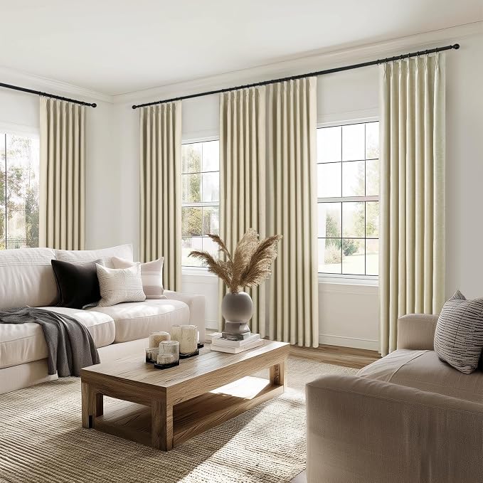 102 Inches Long 100% Blackout Natural Linen Curtains, Farmhouse Pinch Pleated - Image 6