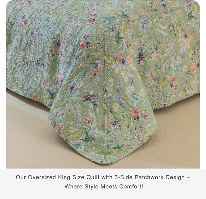 QSH 100% Cotton Oversized King Quilt Bedspread Bedding Set - Image 6