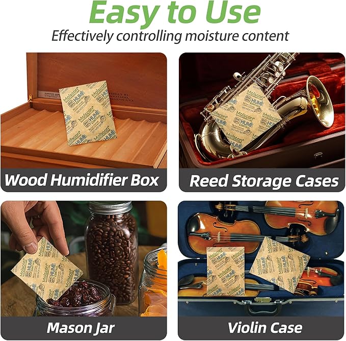 Wisesorb 45 Pack 85% RH Size 8 Two-Way Humidity Control Packs for Wooden Musical Instruments, 8 Gram Moisture Control Packets for Bagpipe Reeds, Saxophone Reeds Individually Wrapped