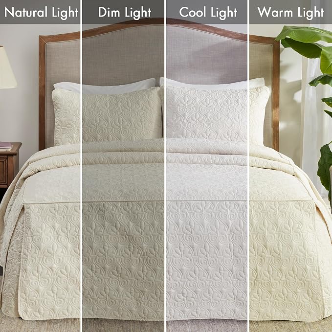 Madison Park Classic Traditional Damask Quilted Bedspread Set, All Season - Image 7