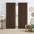 Brown Linen Blackout Curtains 84 Inch Long by KEQIAOSUOCAI