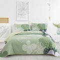 Yiran Floral Quilt Set Queen Sage Green Botanical Bedspreads Bedding Set | 3 by Yiran