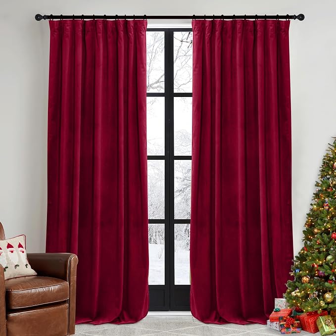RYB HOME Red Velvet Blackout Curtains 84 inches by RYBHOME