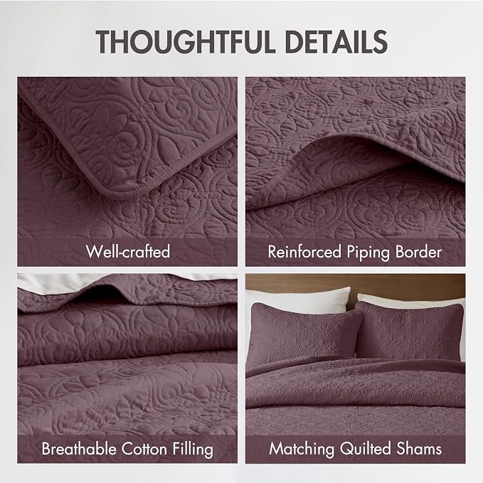 Madison Park Queen Quilt Bedding Set, Cottage-Inspired Damask, Classic Stitch - Image 4