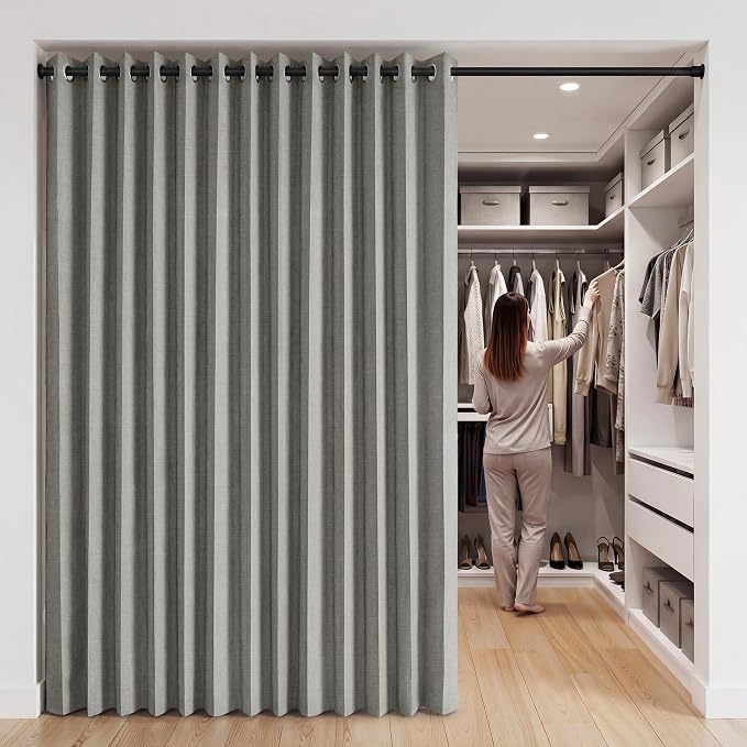 RYB HOME Accordion Style Room Divider Curtains 100% Blackout | Curtain by RYBHOME
