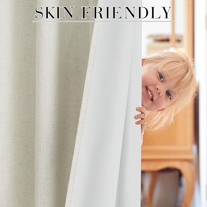 RYB HOME Natural Linen 100% Blackout Curtains - Image 5