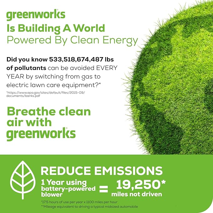 Greenworks 60V 550 CFM Brushless Backpack Blower, 5.0Ah Battery and 6A Charger