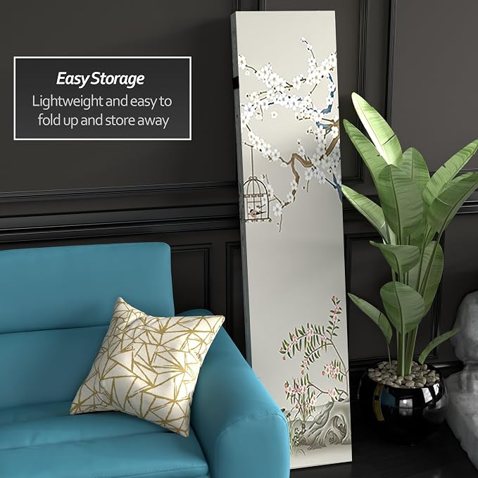Red Lantern 6 ft. Tall Double Sided Birds and Plum Blossoms Canvas Room Divider - Image 3