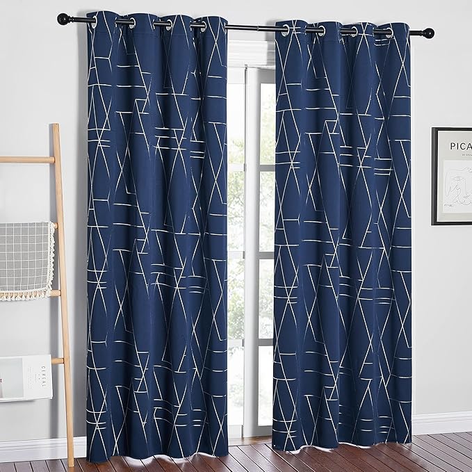 NICETOWN Blackout Curtain Panels 84 inches Long, Window Treatment Foil Printed by NICETOWN