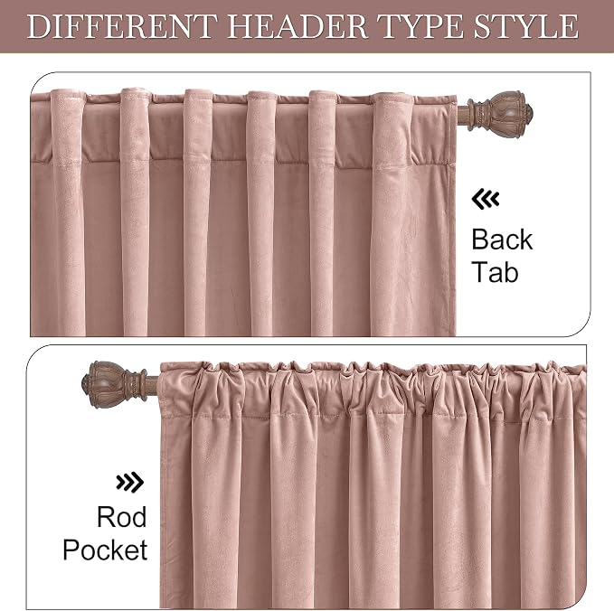 RYB HOME Velvet Curtains 108 inches Long, Extra Long High Ceiling Curtains | - Image 3