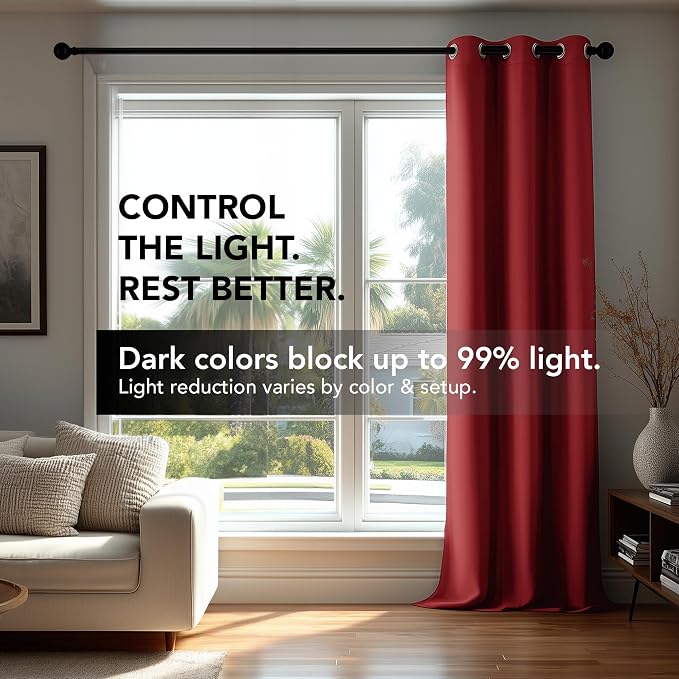 Deconovo Blackout Curtains for Bedroom and Living Room 84 Inches Long | Black - Image 4
