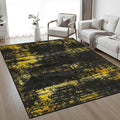 5x7 Area Rug Living Room: Modern Washable Soft Carpet Black Gold | by FXRHLP