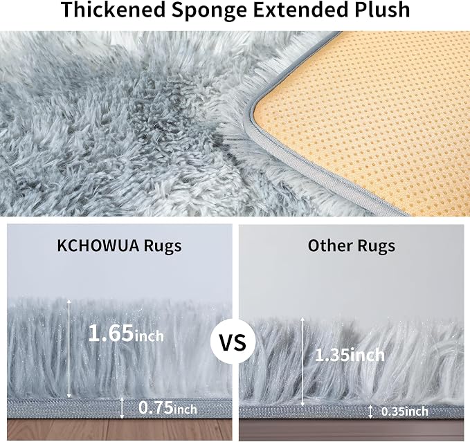 5x7 Thick Tie-Dyed Grey Shag Rug - Image 2