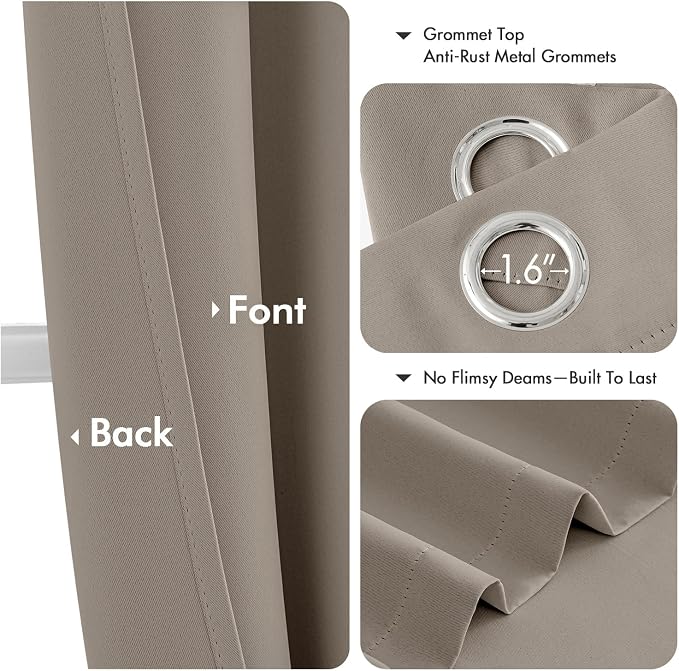 MIULEE Blackout Curtains for Bedroom 2 Panels 40 x 84 Inch Long Stone | Thermal - Image 4