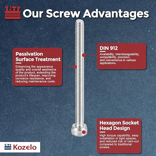 Kozelo 25pcs Socket Head Cap Screws - [M4-0.7 x 50mm] 304 Stainless Steel Allen Socket Drive for Electrical Motor 3D Printing Fan Engine Replacement Use, Silver