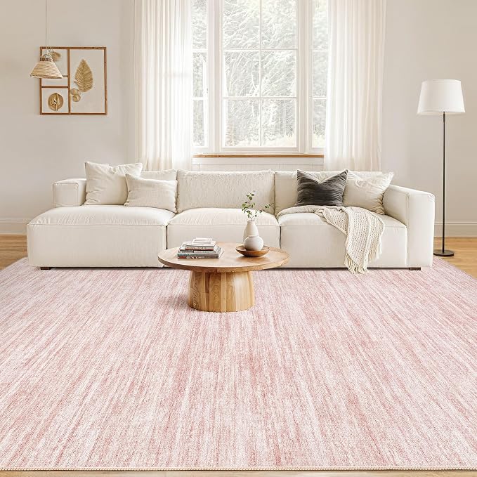 Nakagishi Boho 8x10 Area Rug Living Room Rugs Machine Washable Pink | Soft - Image 4