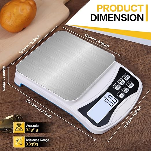 Digital Lab Scale 5000g x 0.1g LCD Display Analytical Balance Jewelry Scale with Charging Precision Electronic Scale Scientific Scale 0.1g Accuracy for Laboratory Kitchen Measurement